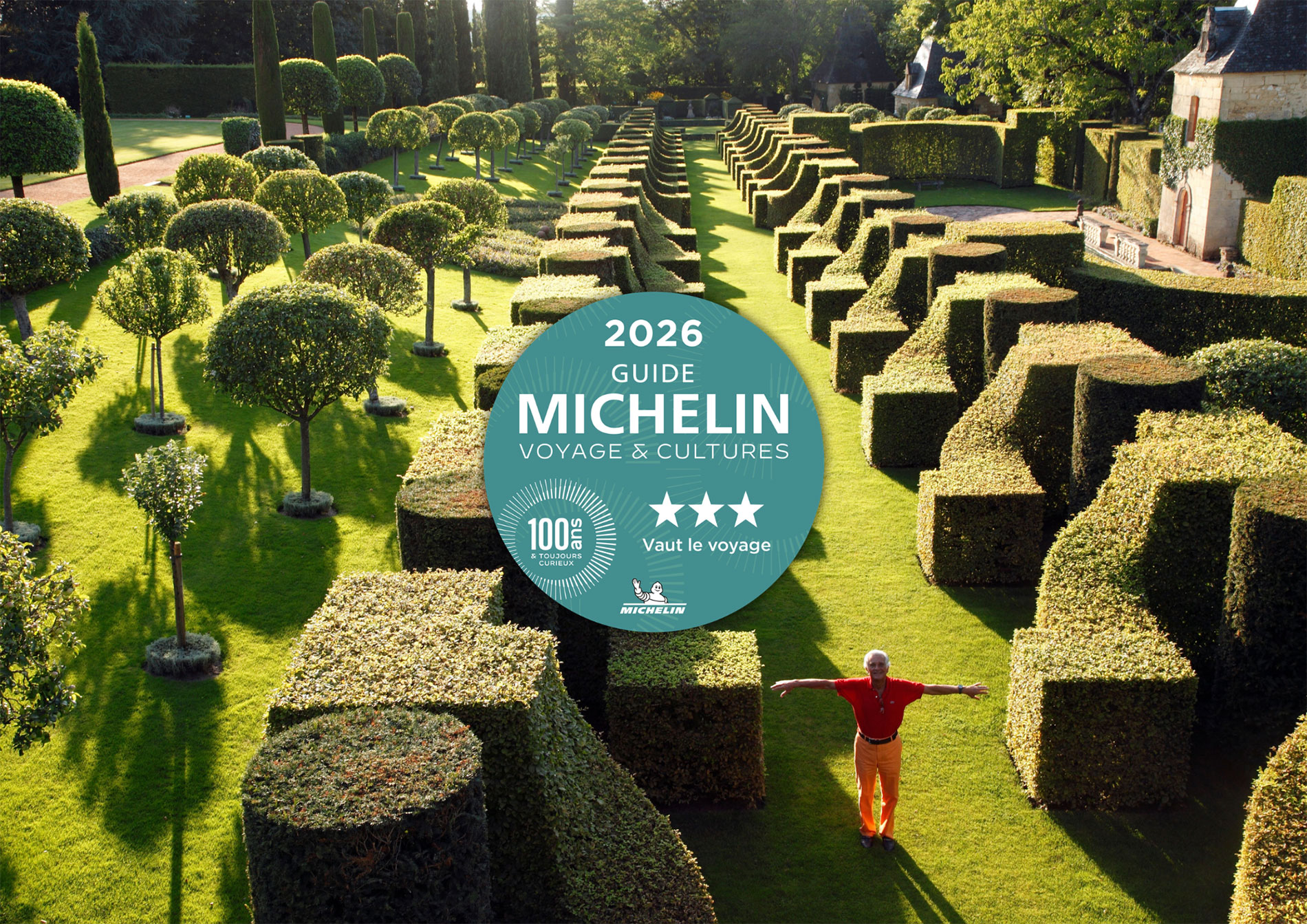 Eyrignac-Michelin-2026©Eric_Sander Allée des Charmes des Jardins d'Eyrignac en Dordogne, distingués de trois étoiles Michelin en 2026